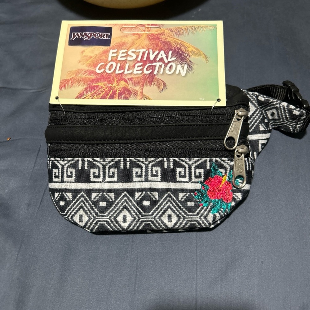 Jansport Festival Collection Black and White Waist Bag
